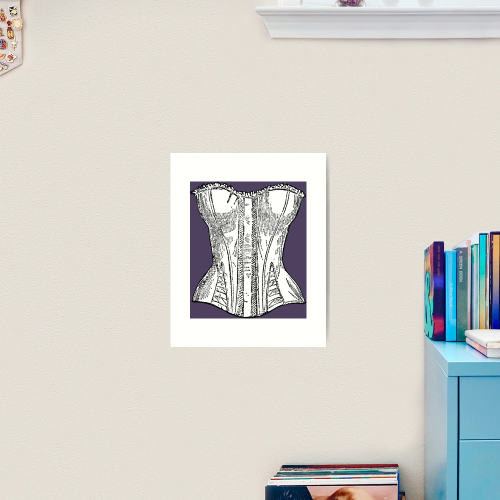 Corset Vintage Style Black and White Illustration Art Print for Sale