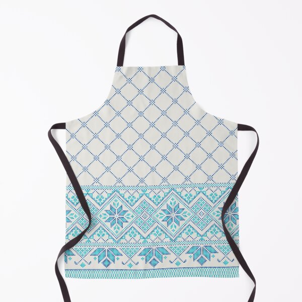 Item preview, Palestinian Arabic Kufiya Keffiyeh or also called Hatta Traditional Pattern with Tatreez Embroidery Art Design Blue designed and sold by Hurriyyatee.