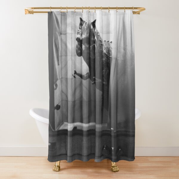CLEAN T-REX DINOSAUR HAVING A BATH POP RETRO VINTAGE Shower Curtain