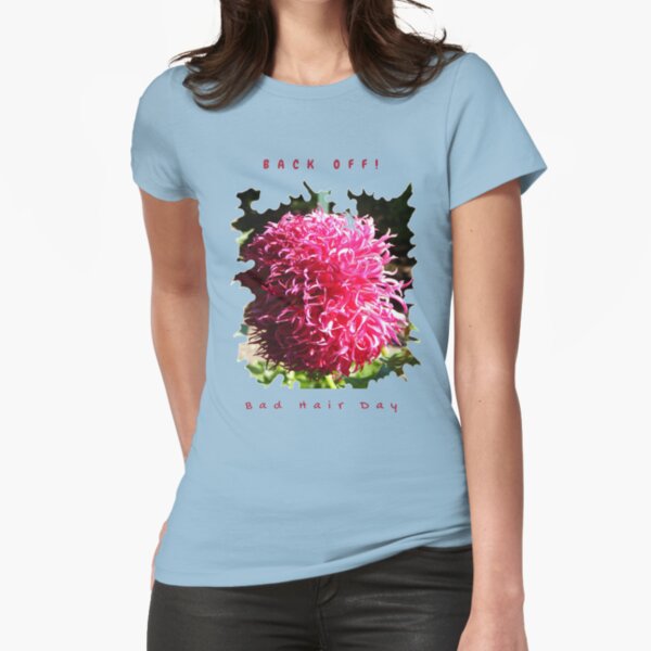 BAD HAIR DAY, PINK DAHLIA FLOWER Fitted T-Shirt