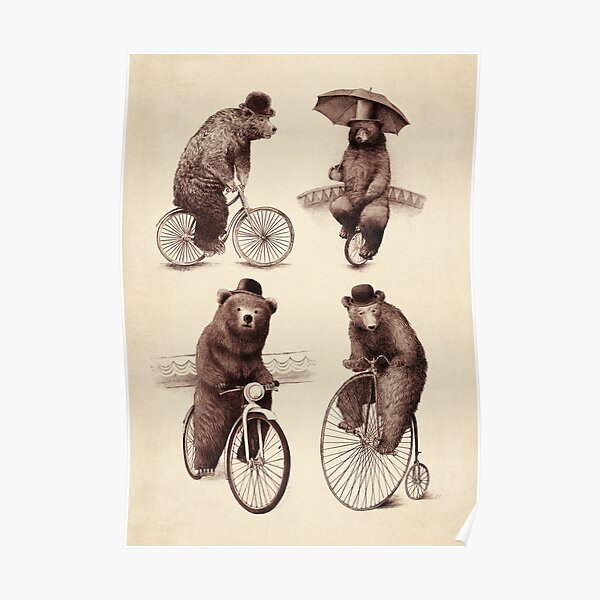 Bears on Bicycles Poster