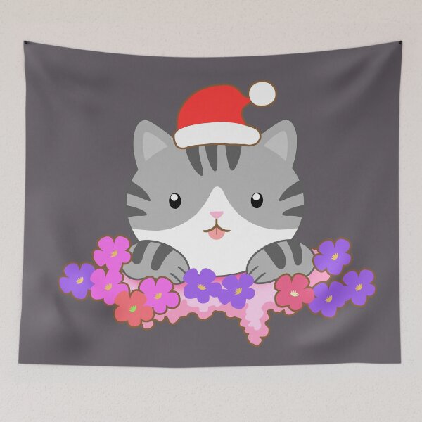 Item preview, Cute Grey Cat With Roses Flowers - Grey Cat designed and sold by Stepingston.