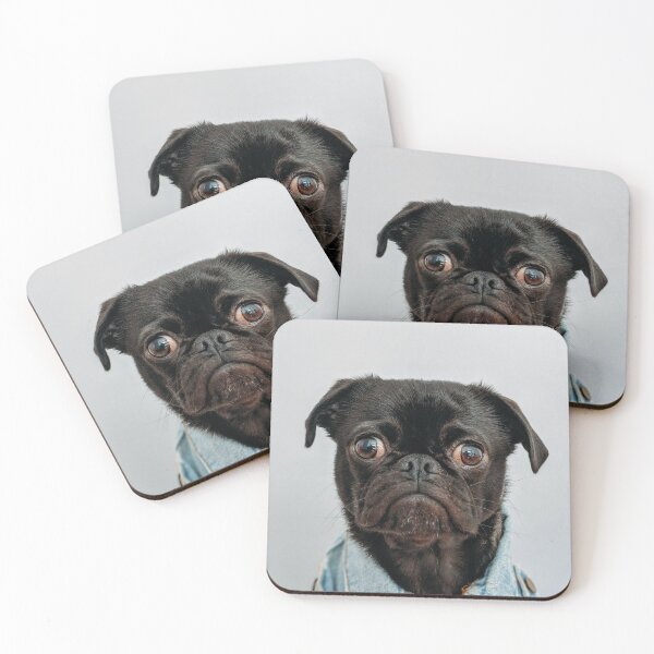 Item preview, Pug wearing a denim jacket - cute dog designed and sold by KopClobber.