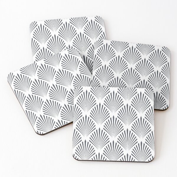 Item preview, Navy Blue and White Elegant Scallop Fan Pattern Pairs Benjamin Moore 2022 Trending Color Mysterious AF-565 - Colour Trends - Hue - Shade designed and sold by ColorOfTheYears.