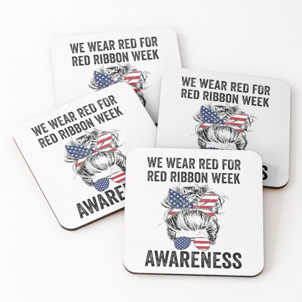 Item preview, We Wear red For Red Ribbon Week Awareness Day Messy Bun Usa Flag  designed and sold by clothesy7.