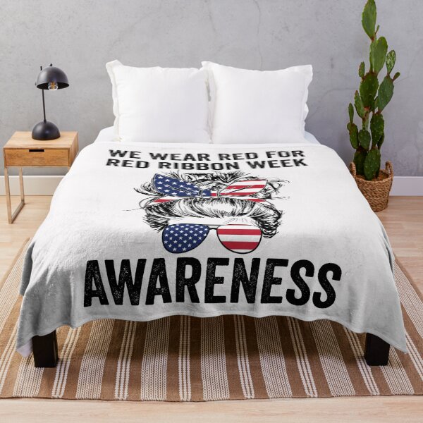 Item preview, We Wear red For Red Ribbon Week Awareness Day Messy Bun Usa Flag  designed and sold by clothesy7.