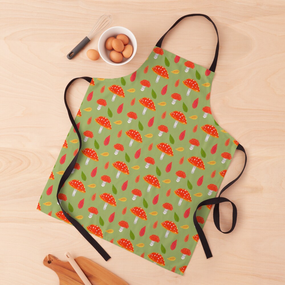 Cute Mushrooms and Toadstools Pattern Apron