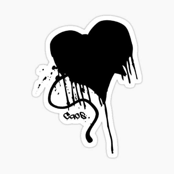 Broken heart black Sticker