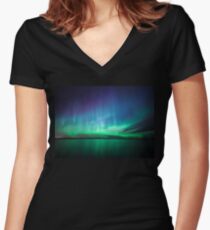 Beautiful northern lights Women's Fitted V-Neck T-Shirt
