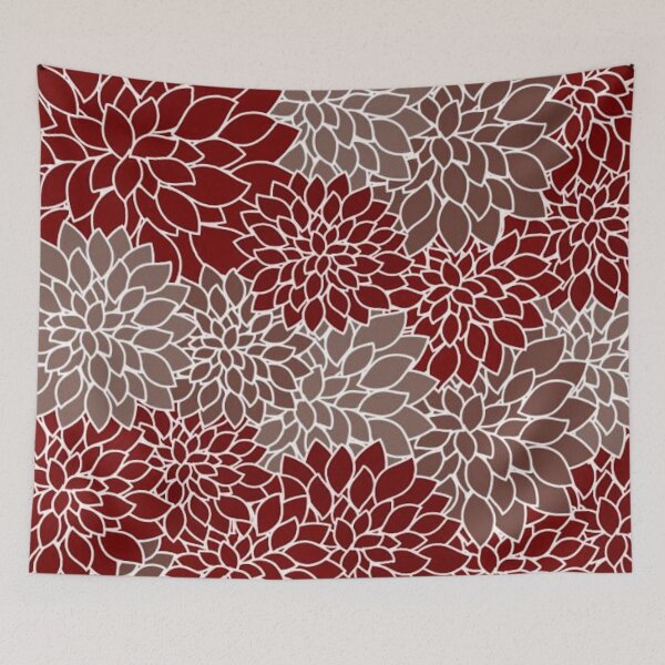 Item preview, Red and silver dahlias designed and sold by ibelieveimages.
