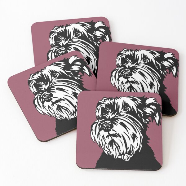 Item preview, Sally the Miniature Schnauzer Dog Linoprint on Pink Background designed and sold by NattyDesigns.