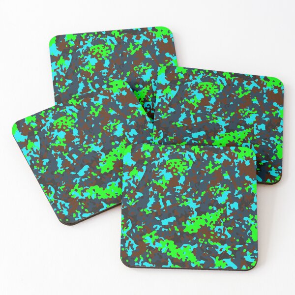 Item preview, Neon Camouflage Green Blue Brown Grey Camo Pattern designed and sold by Cyberty.