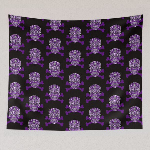 Item preview, Purple Sugar Skull Day Of The Dead Skull And Crossbones designed and sold by Atteestude.
