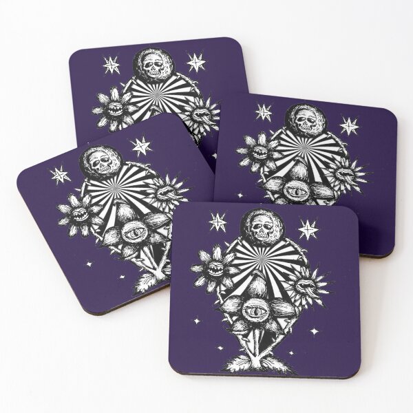 Item preview, Wicked Flowers Cosmic Celestial Skull Moon Spooky Halloween Illustration Drawing designed and sold by Intergalactic Unicorn: Art by Anna Schmidt.