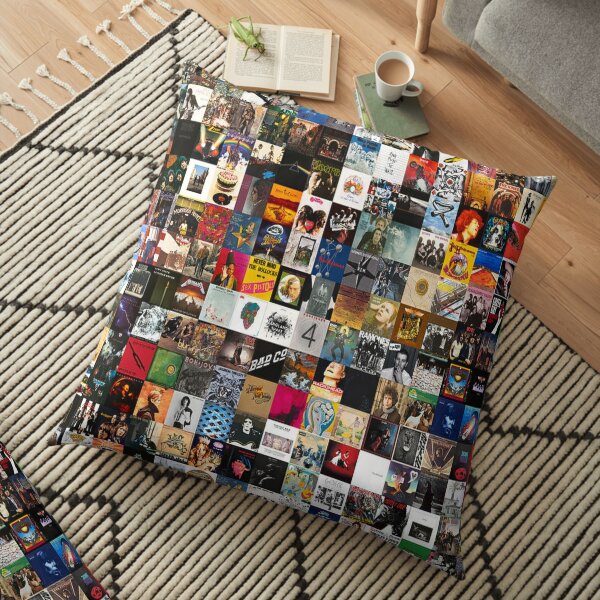 Greatest Rock Albums Collage Floor Pillow