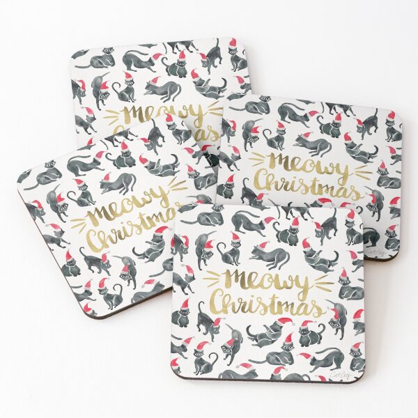 Item preview, Meowy Christmas – Gold Lettering designed and sold by Cat Coquillette.