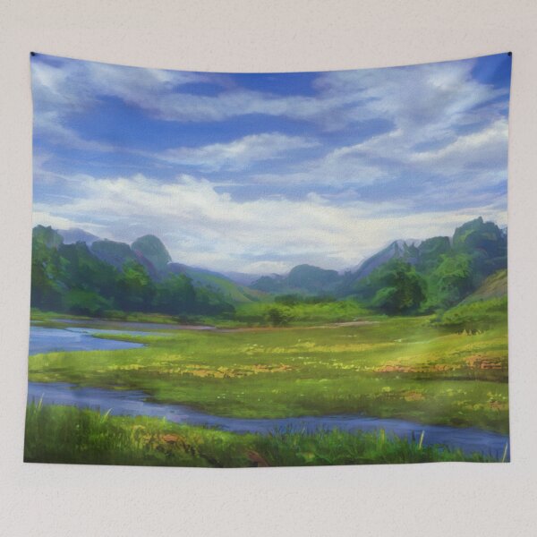 Item preview, East Texas Wildflower Country Creek Landscape Painting designed and sold by MarikaJohnson.