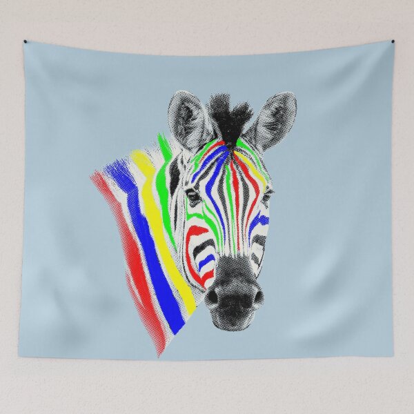Item preview, Zebra Face with Stripes Painted Bright Colors designed and sold by Scotch Macaskill.