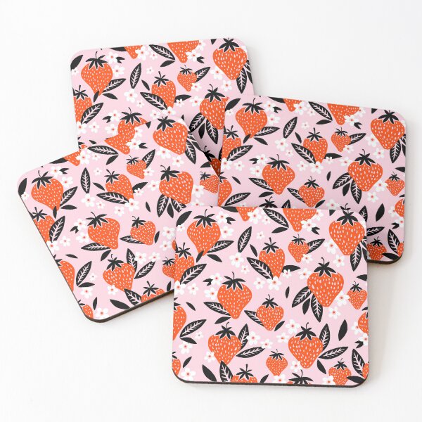 Item preview, Strawberry Blooms – Red & Black designed and sold by Cat Coquillette.