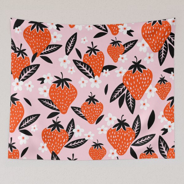 Item preview, Strawberry Blooms – Red & Black designed and sold by Cat Coquillette.
