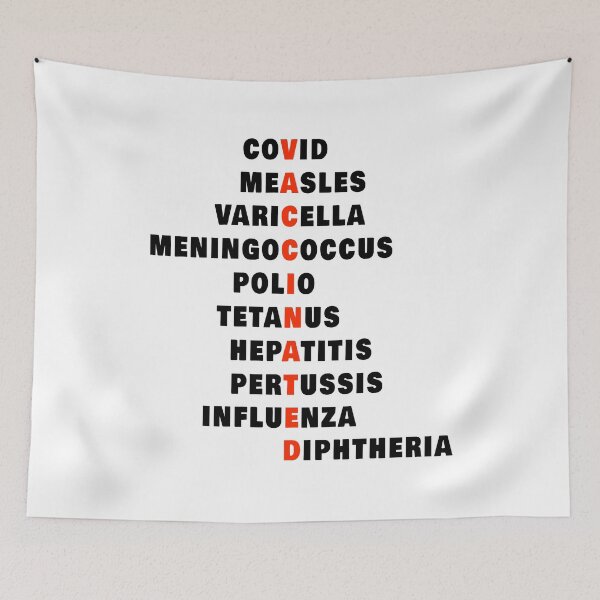 Item preview, Covid Measles Varicella Meningococcal Polio Tetanus Hepatitis Pertussis Influenza Diphtheria Awesome Vaccinated Design  designed and sold by thebaronart.