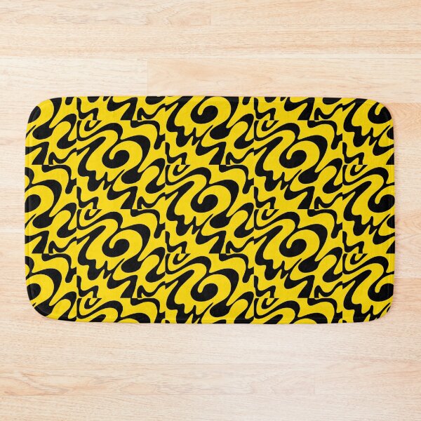 Item preview, Yellow and Black Lines Swirls Abstract Pattern  designed and sold by palaco210.