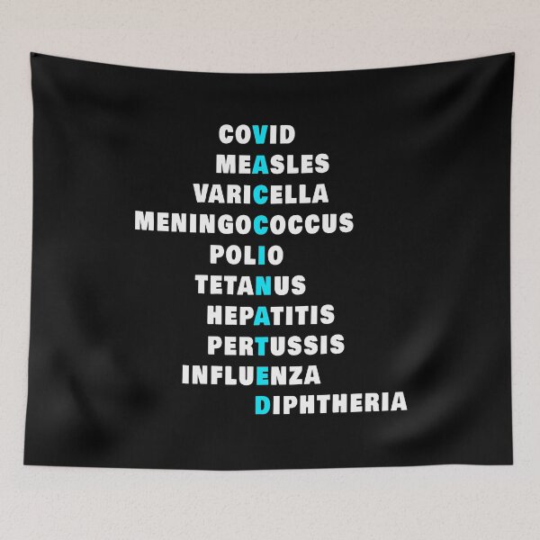 Item preview, Covid Measles Varicella Meningococcal Polio Tetanus Hepatitis Pertussis Influenza Diphtheria Awesome White And Blue  Vaccinated Design  designed and sold by thebaronart.
