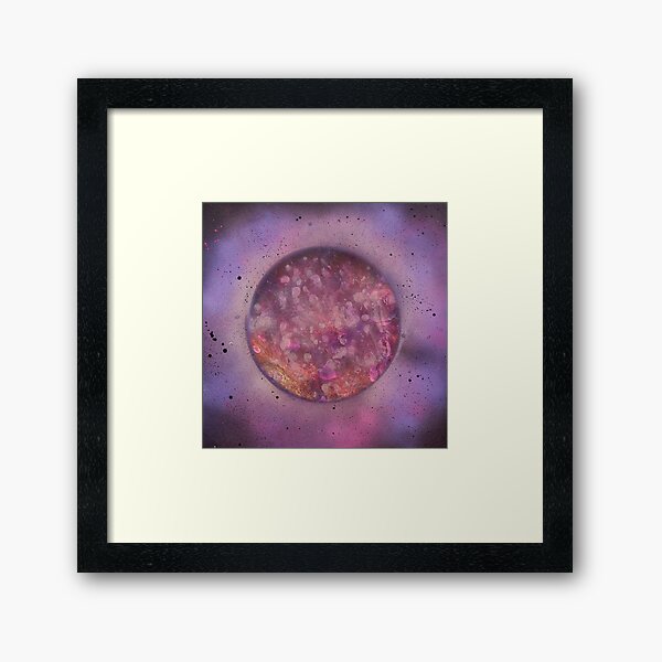 Purple Planet - Acrylic Paint Pour & Spray Paint Framed Art Print