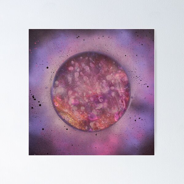 Purple Planet - Acrylic Paint Pour & Spray Paint Poster