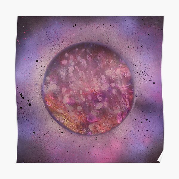 Purple Planet - Acrylic Paint Pour & Spray Paint Poster