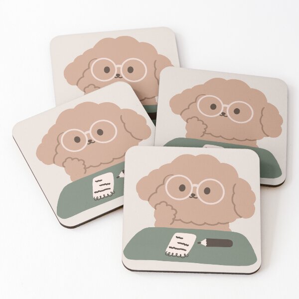 Item preview, kawaii and very cute brown study puppy sticker, bags, masks and morrree  designed and sold by creattion.