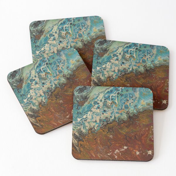 The Beach - Acrylic Paint Pour Coasters (Set of 4)
