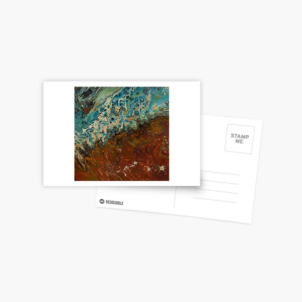 The Beach - Acrylic Paint Pour Postcard