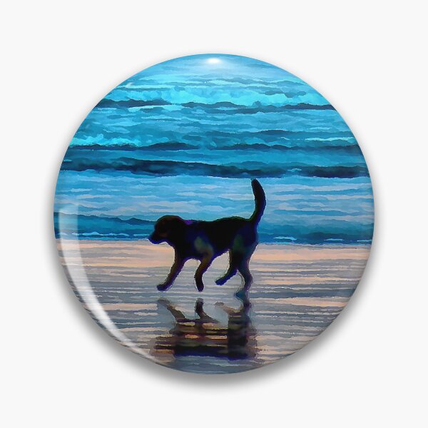 Item preview, Playful Dog at Sunset in the Pacific Ocean designed and sold by SeaChangeDesign.