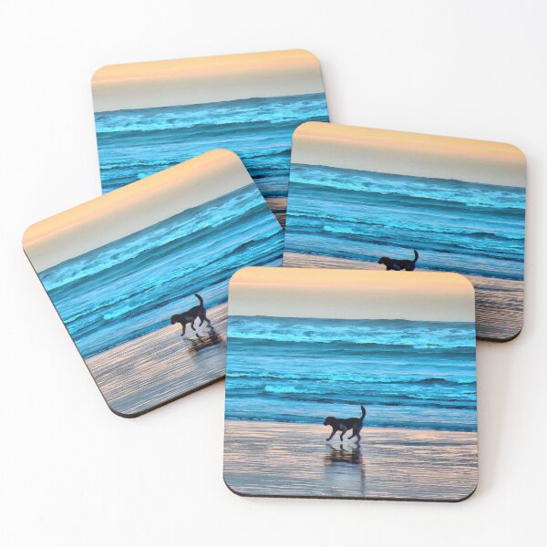 Item preview, Playful Dog at Sunset in the Pacific Ocean designed and sold by SeaChangeDesign.