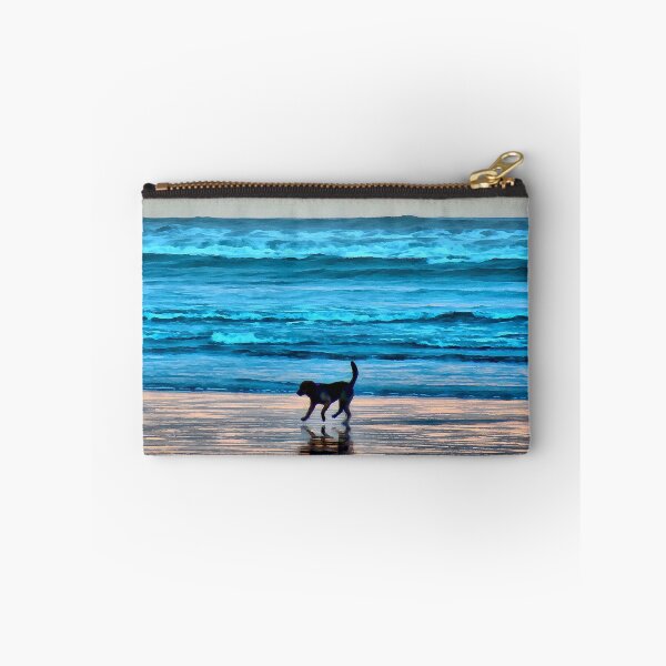 Item preview, Playful Dog at Sunset in the Pacific Ocean designed and sold by SeaChangeDesign.