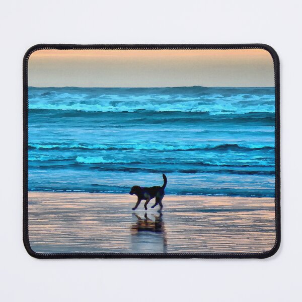 Item preview, Playful Dog at Sunset in the Pacific Ocean designed and sold by SeaChangeDesign.
