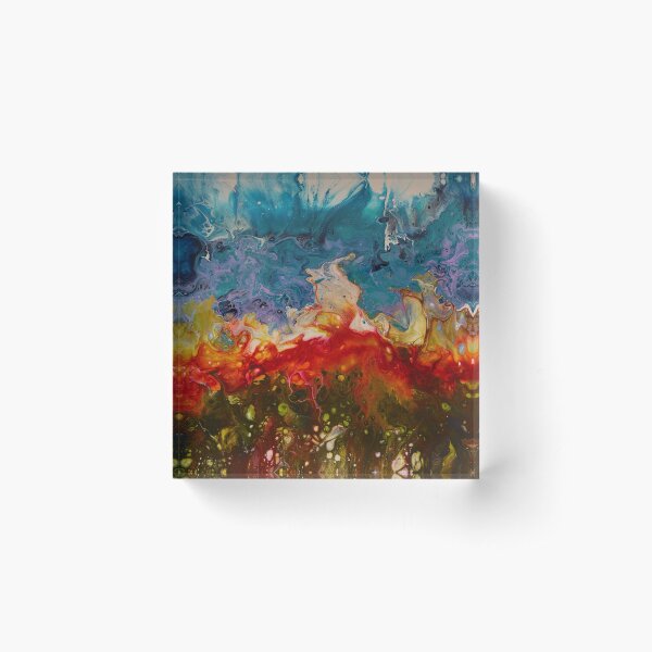 Fire & Ice - Acrylic Paint Pour Acrylic Block