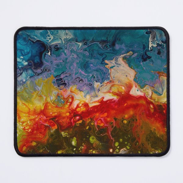 Fire & Ice - Acrylic Paint Pour Mouse Pad