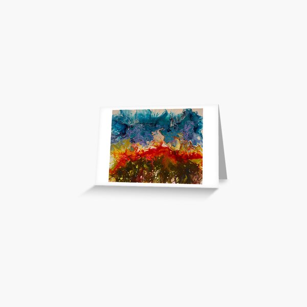Fire & Ice - Acrylic Paint Pour Greeting Card