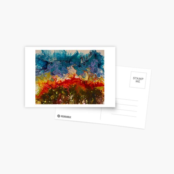 Fire & Ice - Acrylic Paint Pour Postcard