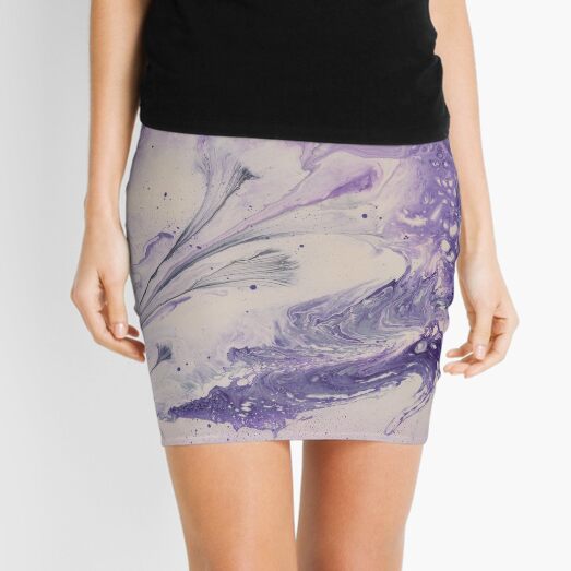 Lilac Flower - Acrylic Paint Pour & Spray Paint Mini Skirt