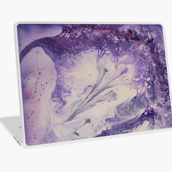 Lilac Flower - Acrylic Paint Pour & Spray Paint Laptop Skin