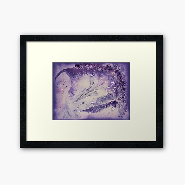 Lilac Flower - Acrylic Paint Pour & Spray Paint Framed Art Print