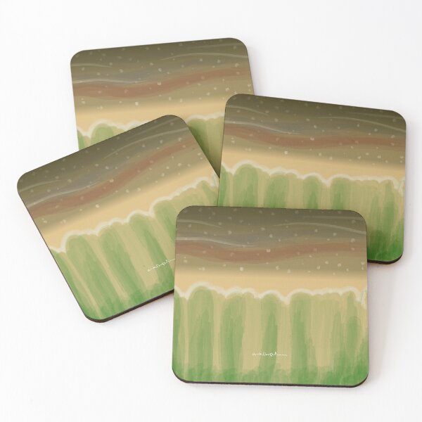 Item preview, Hill landscape in the evening light snowflakes watercolor designed and sold by emm-j.