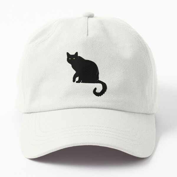 Pitch Black Cat - Orange Background Dad Hat
