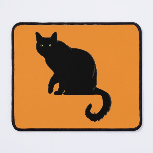 Artikelvorschau, Pechschwarze Katze - orangefarbener Hintergrund entworfen und verkauft von EcoElsa.