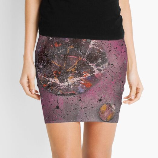 Galaxy Far Far Away - Acrylic Paint Pour & Spray Paint Mini Skirt