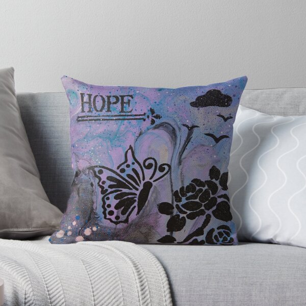 Hope - Shadow Art Collection - Acrylic Paint Pour & Spray Painting Throw Pillow