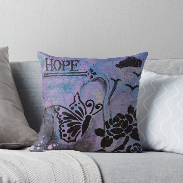 Hope - Shadow Art Collection - Acrylic Paint Pour & Spray Painting Throw Pillow